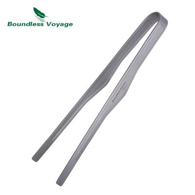 China Lightweight Unlimited Travel Tongs Kitchen Kongfu Utensil Camping BBQ Tongs Titanium Tweezers Cut For Steak Tea Noodle BBQ for sale