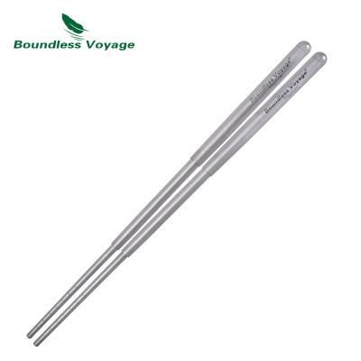 China Unlimited Travel Stored Retractable Folding Telescopic Chopsticks Folding Metal Outdoor Titanium Chopsticks for sale