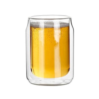 China New Modern Hot Sale Design Cola Shape Box Borosilicate Double Wall Beer Glass Custom Logo For Drinking for sale