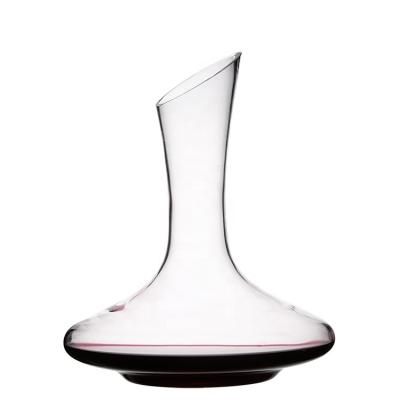 China Amazon sustainable hotsale STOCK Handmade Slant Rim 1800ml Crystal Glass Wine Carafe Decanter for sale