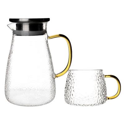 China 1.2L Industrial Borosilicate Glass Jug Heat Resistant Water Pitcher With Lid Glass Pitcher With Lid Pitcher Set for sale