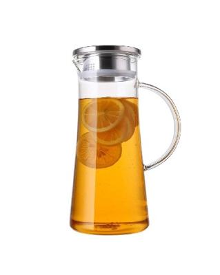 China WITH LID 50 oz Borosilicate Glass Pitcher with Lid Hot/Cold Water Carafe Glass Pitcher for Iced Tea, Coffee, Milk and Juice Beverage for sale