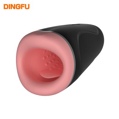 China Cu Skin-Friendly Sucking Powerful Shaking Sucking Airplane Silicone Vibration Masturbation Tongue Heating Function Male Masturbation Cup for sale