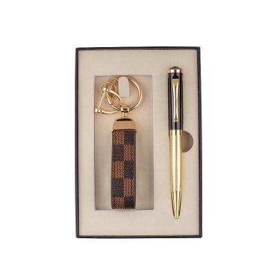 China 2022 new agriculture fashion gift set key chain and luxury metal ball pen with EVA gift box for sale