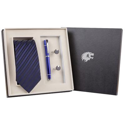 China Can Match Different Style Tie In 100 Sets Christmas Gifts For Business Customers Tie And Cufflinks And Carbon Fiber Ball Pen Gift Set For Man Corporate Gift rule for sale