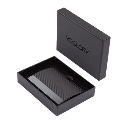 China Fashion high quality carbon fiber leather card holder and a box with custom logo for sale