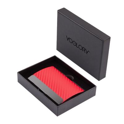 China Fashion high quality red PU leather card holder in gift box with custom logo for sale