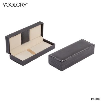 China Handmade High Quality Black Presentation PU Plastic Leather Pen Box With Custom Logo for sale