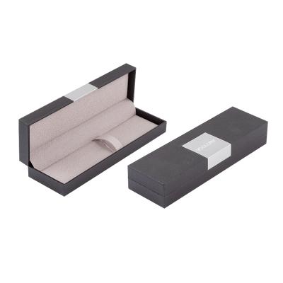 China Handmade Pen Boxes Black Custom Pen Box Plastic Leather PU Leather Gift Box For Business for sale