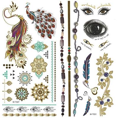 China Custom Custom Die Cut Temporary Shape Arm Tattoo Sticker Golden Tattoo Stickers For Adults for sale