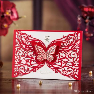 China China Chinese Style Wedding Invitation Cards Red Gold Luxurious Exquisite Wedding Invitation Card for sale