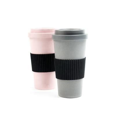 China Wholesale Sustainable 100% Natural Bamboo Fiber Coffee Mug With Lid And Screw Cap for sale