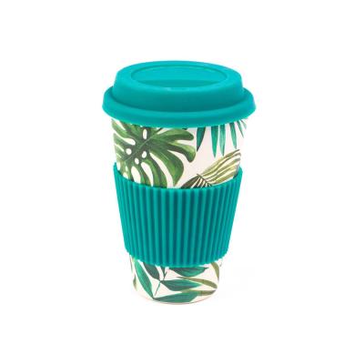 China Sustainable 100% natural bamboo mug with silicone lid and sleeve for sale