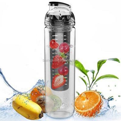 China Sustainable Clear Plastic Fruit Infuser Pitcher, Fruit Infuser Water Bottle for sale