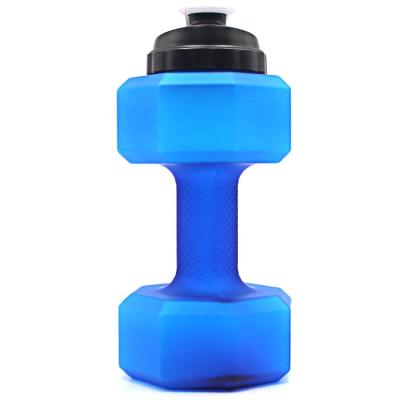 China Sustainable Innovative Plastic/PETG 2.2 L Shaker Water Bottle Dumbbell Fitness Kettle 2.2 L GYM for sale