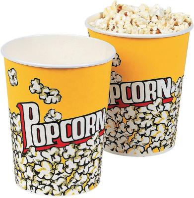 China Popcorn Bucket Chicken Disposable Biodegradable Paper Cup With Printed 32oz 46oz 64oz for sale