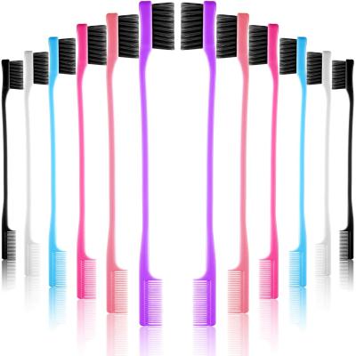 China Home High Quality Hair Edge Brush Double Sided Control Hair Brushes Combined Comb Edge Grooming Control Edge 2-in-1 for sale