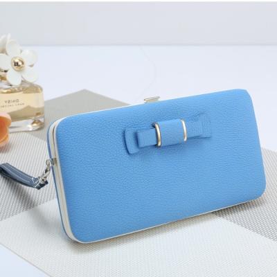 China Long Bowknot Waterproof Leather Ladies Wallet Fashion Ladies Girl Ladies Bank Card Holder Bank Card Holder With Zippefactory Outletr for sale