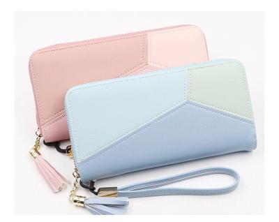 China New Waterproof Tassel Small Wallet Mixed Color PU Small Wallet Horizontal Clutch for sale