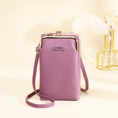 China 2021 style small wallet version hot vertical lychee pattern ladies long waterproof shoulder bag for sale