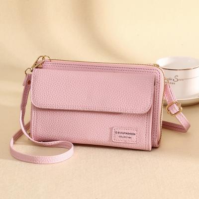 China Fashion Small Lychee Pattern Ladies Purse Waterproof Classic Leather Mobile Phone Bag Multiple Color Options for sale