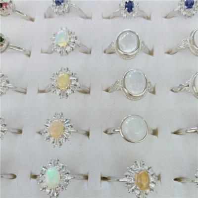 China Wholesale Natural Ring From Europe Crystal Gem Sterling Silver Jewelry Moonstone Amethyst for sale