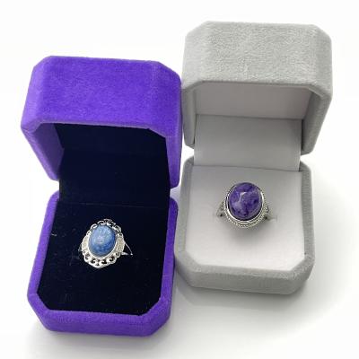 China Wholesale Natural Healing Crystal Ring For Kyanite Decoration From Europe Crystal Stones Charoite Ring for sale