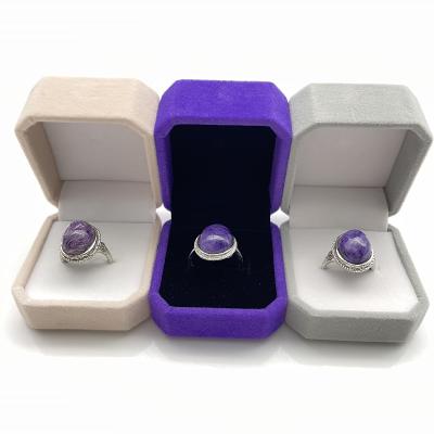 China Europe Wholesale Natural Crystal Gem Sterling Silver Jewelry Charoite Ring and Kyanite Rings for sale