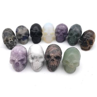 China China Wholesale Natural Skulls Hand Carved Eye Crystal Skulls Small Crystal Skulls Amethyst Tiger For Sale for sale