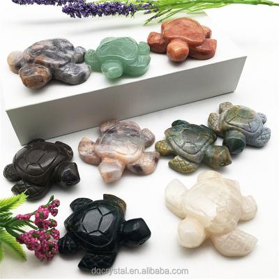 China Wholesale Europe Natural Crystal Tortoise Carving Crystal Opens Tortoise Moss Agate Crystal Tortoise Of Different Materials for sale