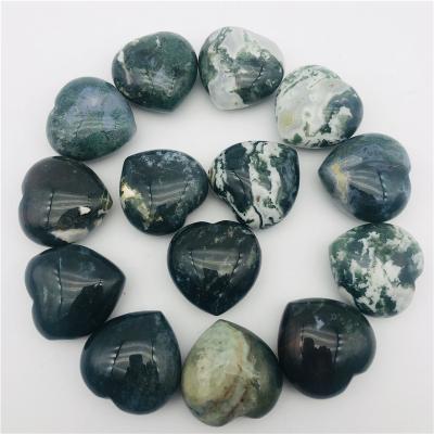 China Wholesale Natural China Agate Quartz Heart Crystal Love Heart Shape Moss For Decoration Gift for sale