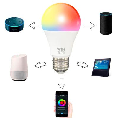 China Amazon Alexa Google Home High Quality IFTTT Zigbee 7W 9W 10W 12W Led Smart Wifi Light Bulbs E27 Amazon Alexa Remote Control Rechargeable Light Bulb Color for sale