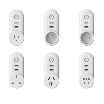 China OEM Mini Alexa Control Socket 2 USB Residential/Multi-Purpose Electric EU Wifi Smart Plug for sale