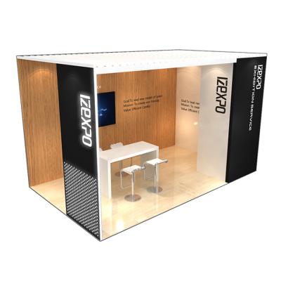 China IZEXPO 30mins Lightweight Quick Build Exhibitor Lightbox Led Beauty Messe Stand Exhibition Booth for sale