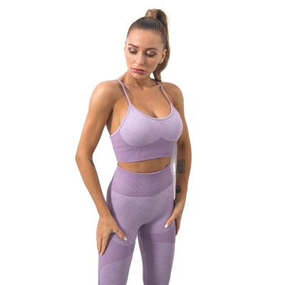 China New Hip Yoga Suit Sports Fitness Suit Vest Yoga Set Breathable Seamless Knitting Bra for sale