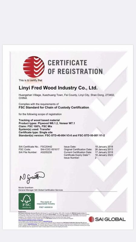 FSC - Linyi  Fred  Wood  Industry Co.,Ltd