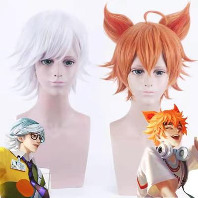 China Colored Painted Thermal Convolution Roll King cos Zhang Liang Baili Xuance cosplay Anime Wig Wig With Ears Cosply for sale