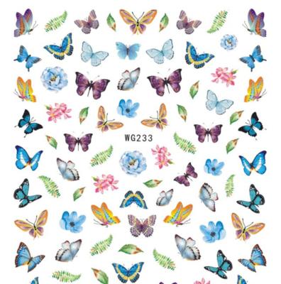 China Hot Selling Nail Art Decals 3d Butterfly Stickers Art Decorations Decals Stickers Laser Color Diy 2021 New 3d Butterfly Paper Nail for sale