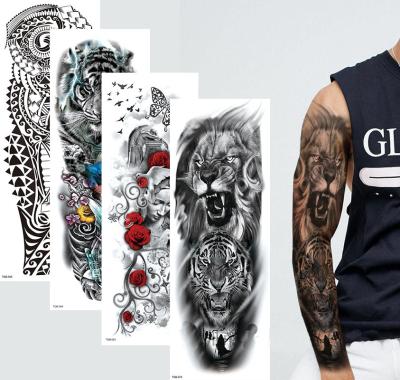 China Wholesale Sleeve TQB041-080 Men's Skull Water Transfer Temporary Colorful Waterproof Temporary Tattoo Sticker Designs Extended Arm for sale