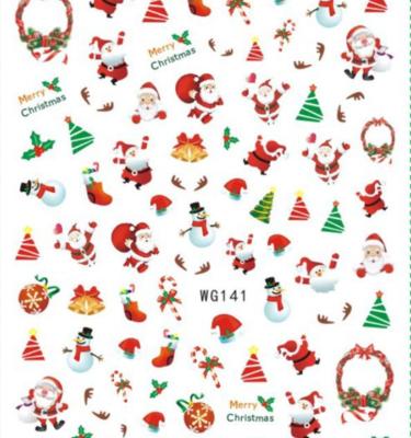 China New Christmas Paper Strap Nail Stickers Winter Snowflake Nail Stickers Rubber Snowman WG141-160 for sale