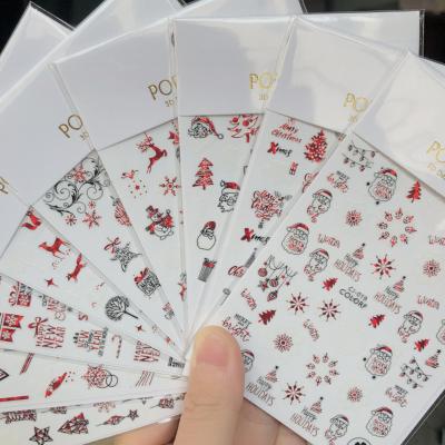 China Christmas Nail Paper Stickers, New Color Laser Gold Snowflake Red Christmas Nail Stickers CJ019-027 for sale