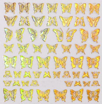 China Butterfly Nail Paper Art Bronzing Three-Dimensional Laser Butterfly 3D Nail Decals Nail Stickers for sale