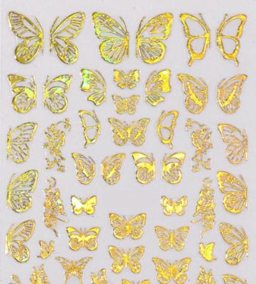 China Butterfly Nail Paper Art Bronzing Three-Dimensional Laser Butterfly 3D Nail Decals Nail Stickers for sale