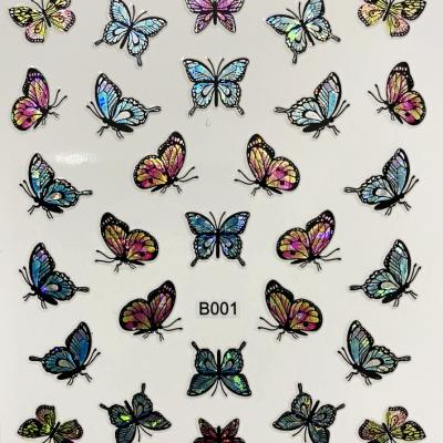 China B001-016 16 Designs Japanese Style Fashionable Colorful Laser Butterfly Nail Art Stickers for sale