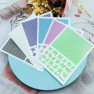 China Nail Art Decoration DIY Japanese Style Plaid Pattern Nail Art Decals New Self Adhesive Ultra Thin 3d Nail Stickers for sale