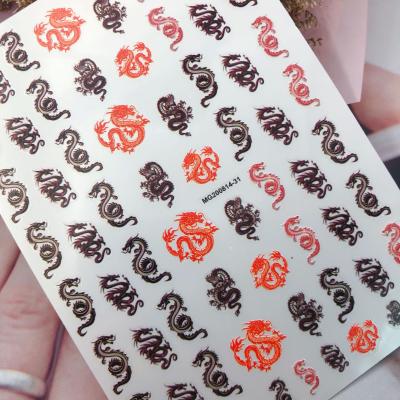 China Self Adhesive Japanese Black And White Dragon Nail Art Decoration DIY Nail Sticker For Nails Supplies Salon Art Manicure for sale