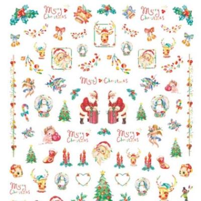 China R109-116 2021 Fashionable Newest 3D Merry Christmas Sticker Christmas Nail Wraps Nail Art Decals Snowman Decoration for sale