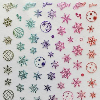 China R246-253 DIY 3D Fashionable Rainbow Snowflake Colorful Deer Penguin Slider Wraps Nail Decals Christmas Sticker for sale