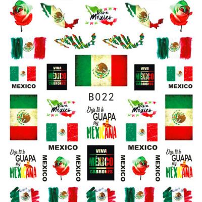 China B017-022 Mexico Style National Flag Nail Stickers Fashion Mexico Flag Nail Art Stickers for sale