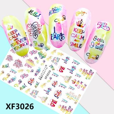 China XF3026-3040 Fashion DIY Manicure Valentine's Day Nail Decal Heart Bowknot Shapes Nail Art Stickers for sale